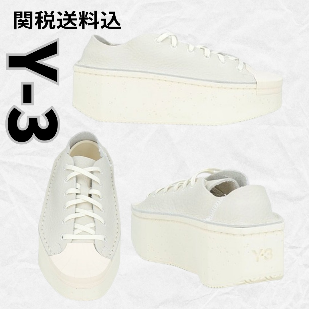 最後の1点【Y-3】スニーカー☆ライトグレー レザー 無地 ロゴ