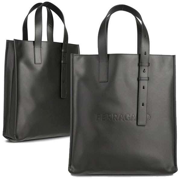 Salvatore Ferragamo☆ロゴ カーフレザー トートバッグ ブラック