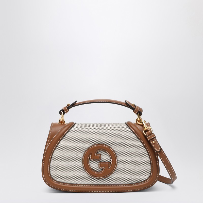 バッグ・カバンその他 GUCCI Blondie medium minus bag in fabric and brown leather