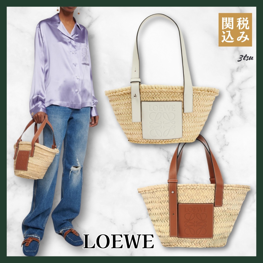 LOEWE★スモール レザートリム バスケットトート 2色 鞄 ladies