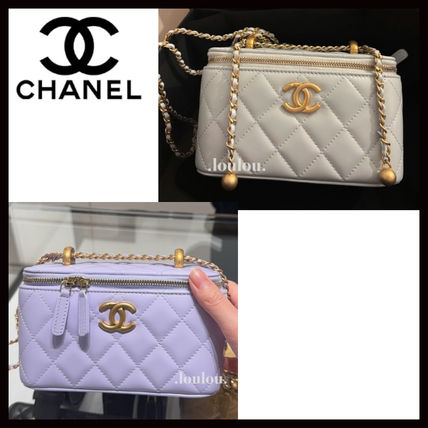 シャネル 24P トップハンドル バニティーバッグ パープル 24P CHANEL CC_ハンドル バニティケース パープル ラムスキン
