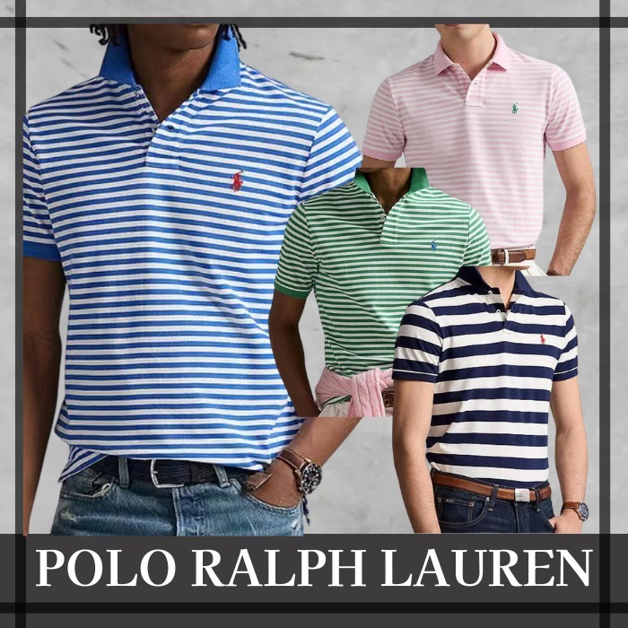 【POLO RALPH LAUREN】ストライプ メッシュ 半袖 ポロシャツ