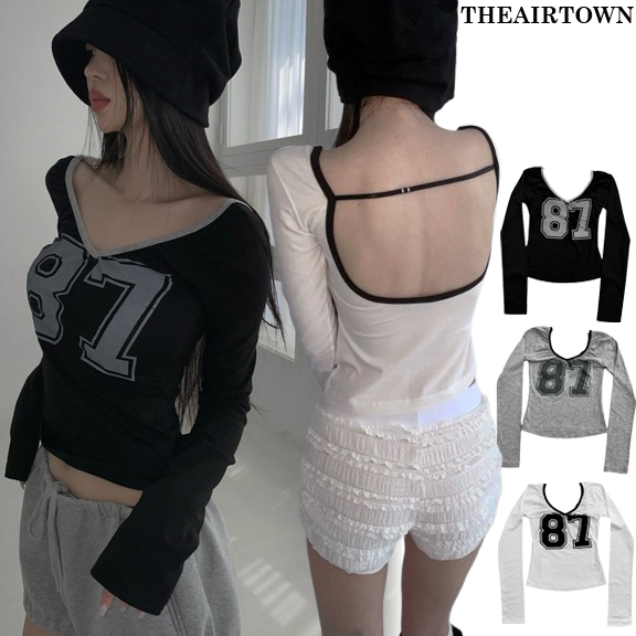 【THEAIRTOWN】87 ワイドV バック オープン Tシャツ