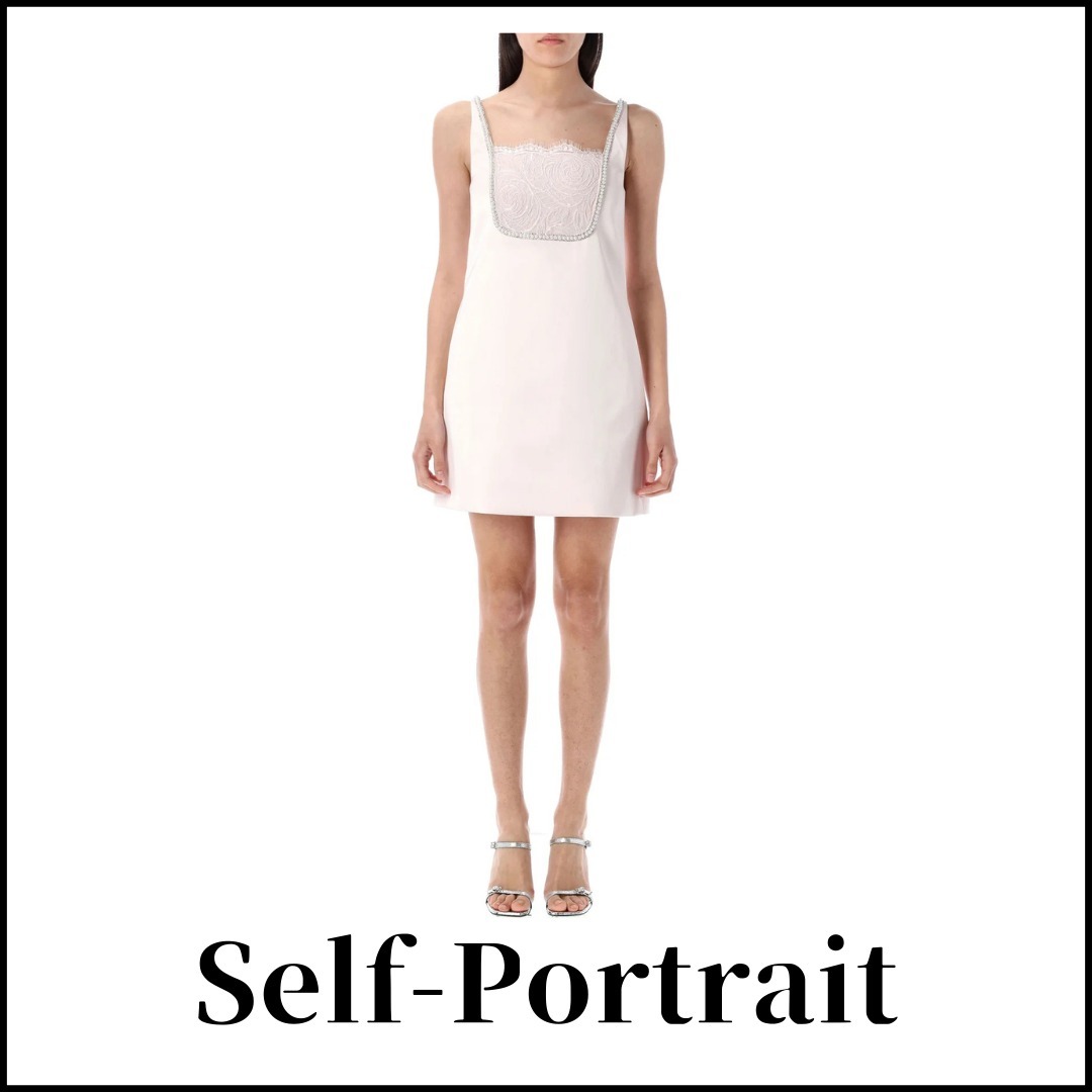 関税込【SELF PORTRAIT】サテンミニドレス ホワイト