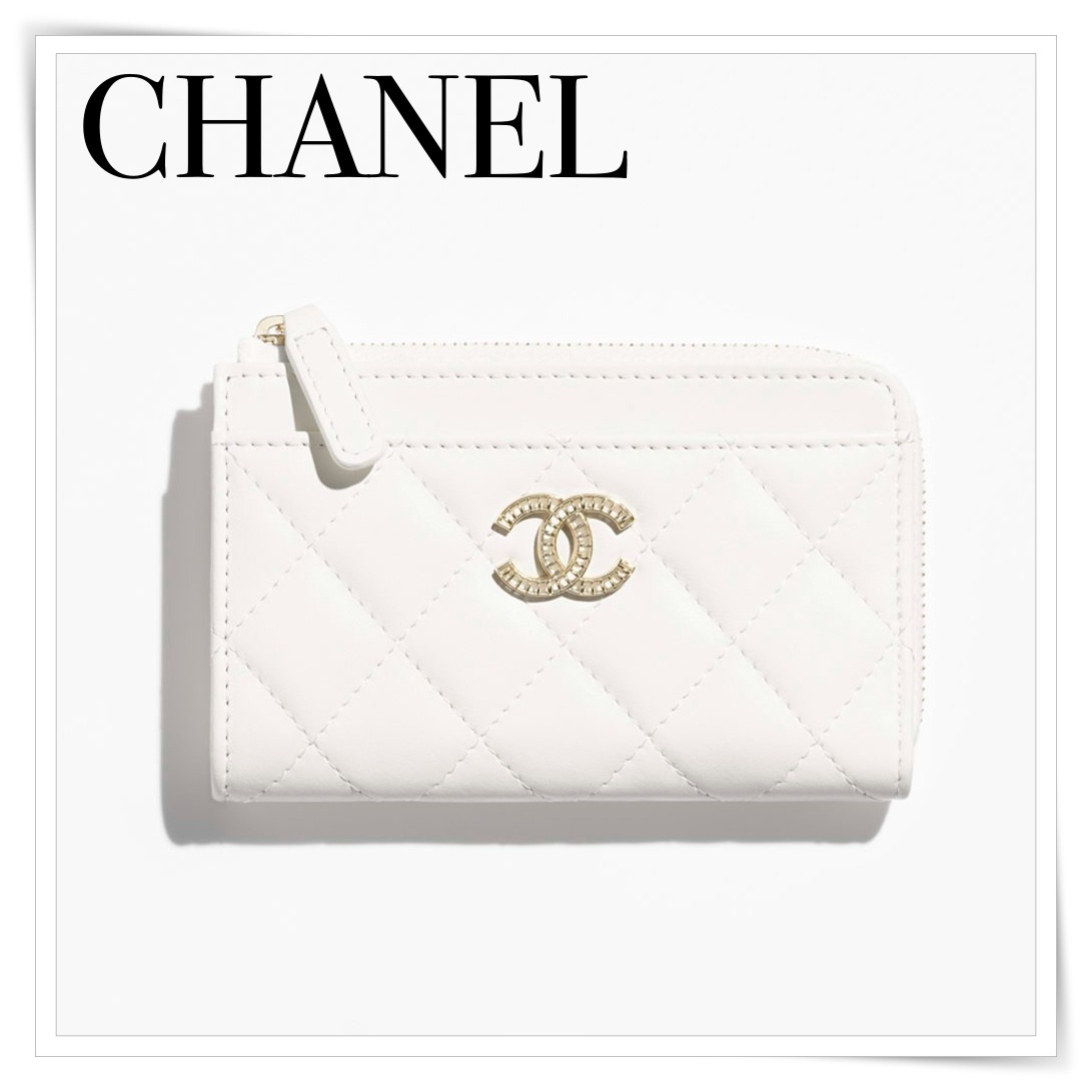 《人気のCCロゴ》CHANEL ジップ カードケース ラムスキン