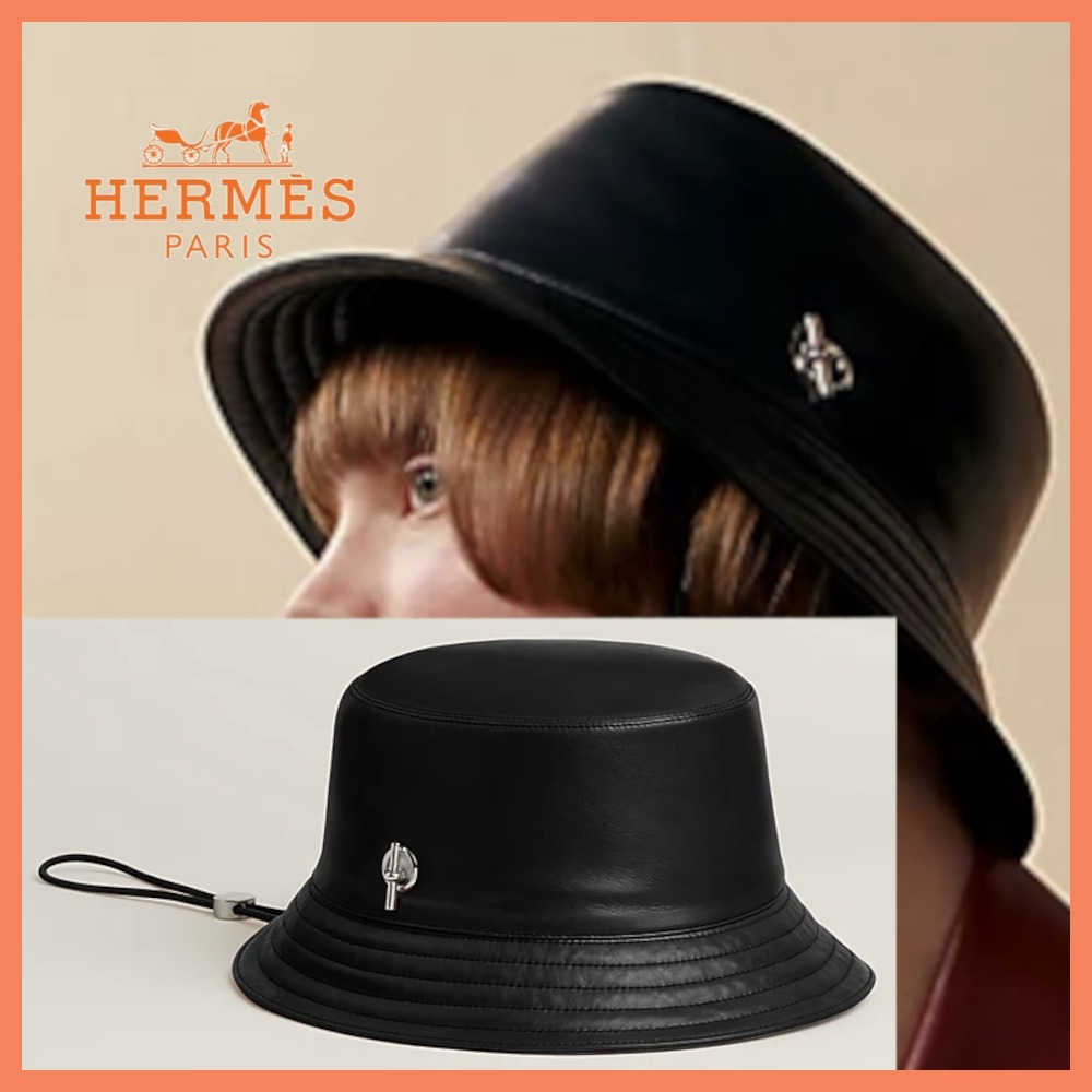 【オシャレさん必見♪】HERMES  バケットハット 本革レザー