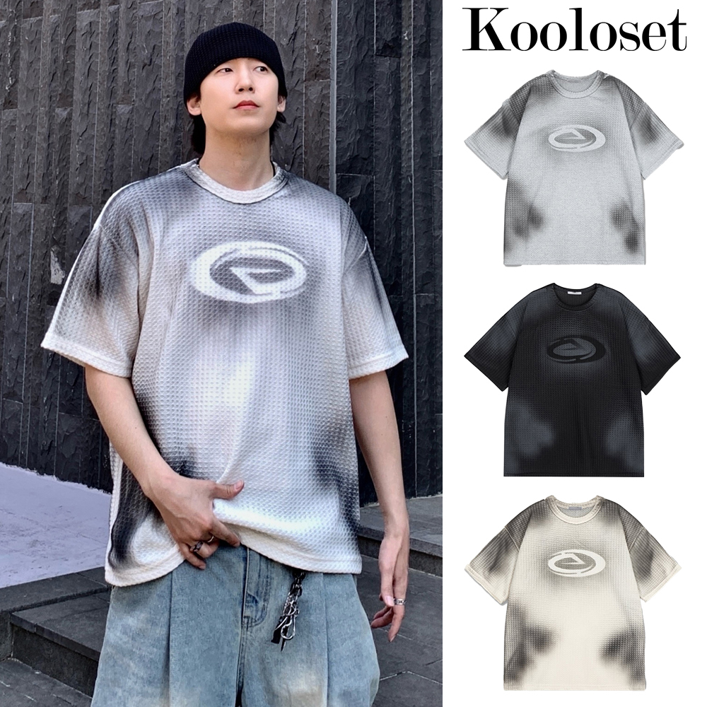 【KOOLOSET】Dirty Spray Logo Half Knit