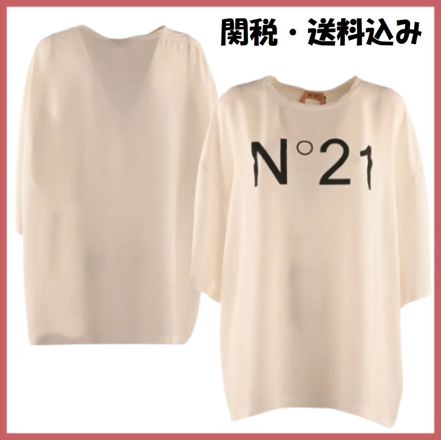 N°21■ヌメロヴェントゥーノ ロゴ クルーネック Tシャツ 白