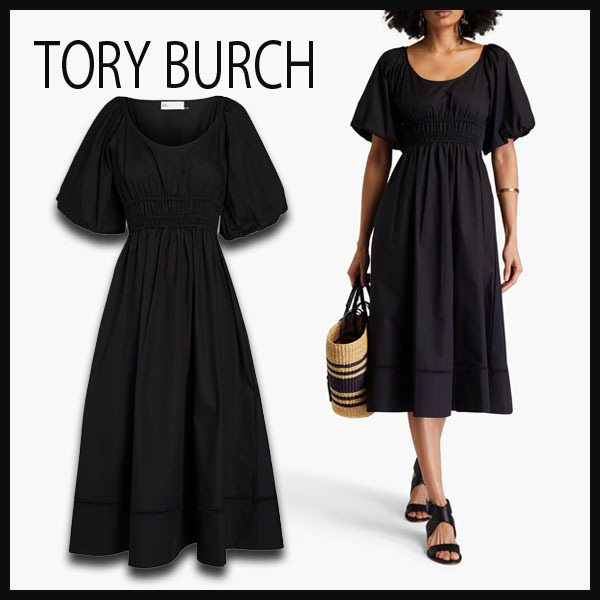 TORY BURCH コットンポプリン ミディワンピース シャーリング