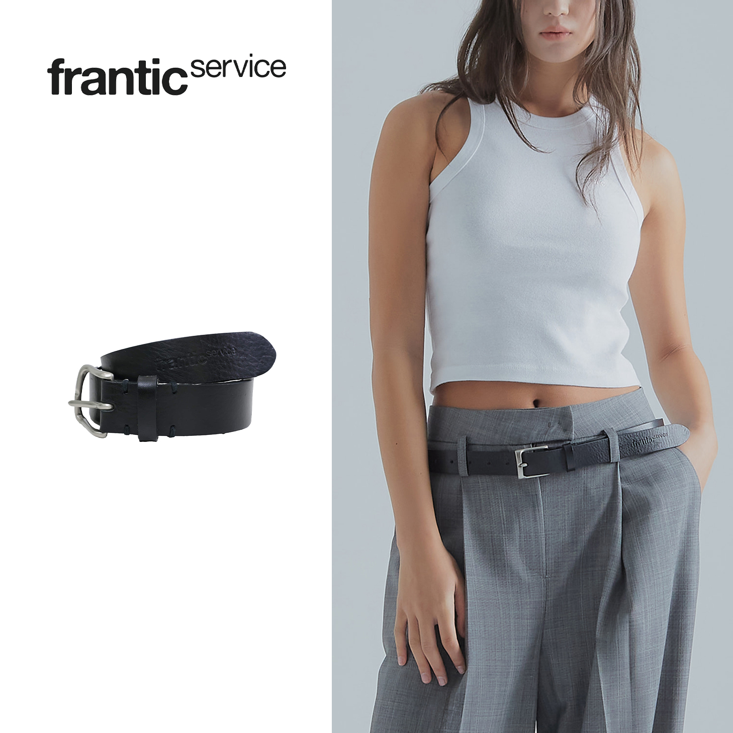 ベルト franticservice : 25SS / Essential Leather Belt (Black)