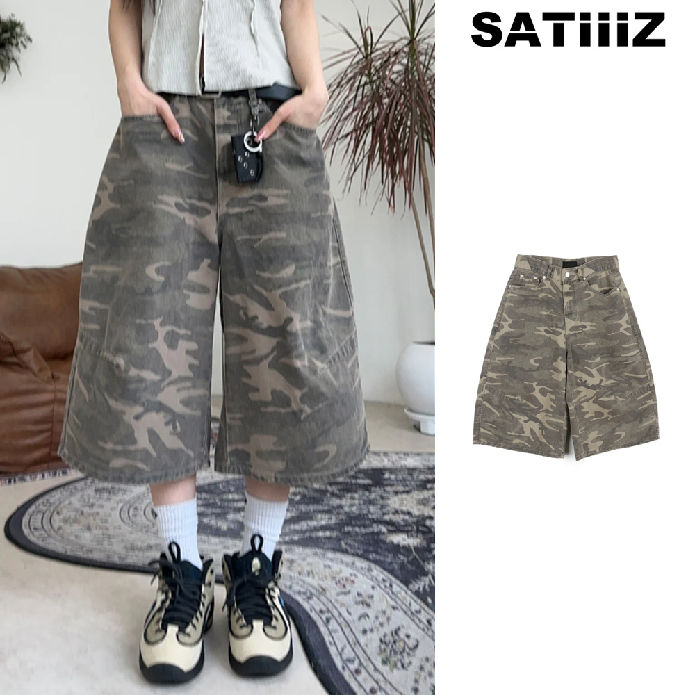 【SATIIIZ】Vine Camo Bermuda Pants