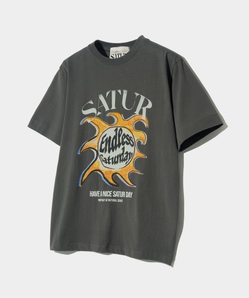 【SATUR】 Sun Retro Graphic Short Sleeve T-Shirt