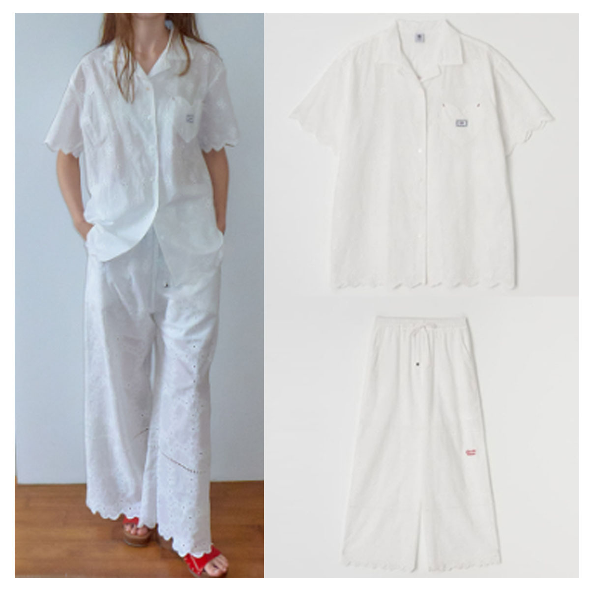 セットアップ RONRON COTTON EYELET SCALLOP SET UP 5BJH1118