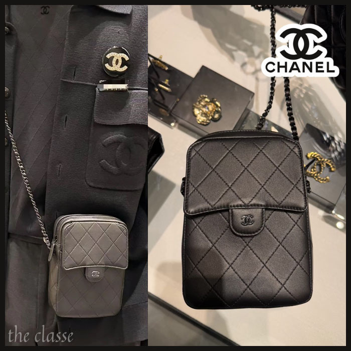 【オールブラック♡お洒落】CHANEL スマホポーチ