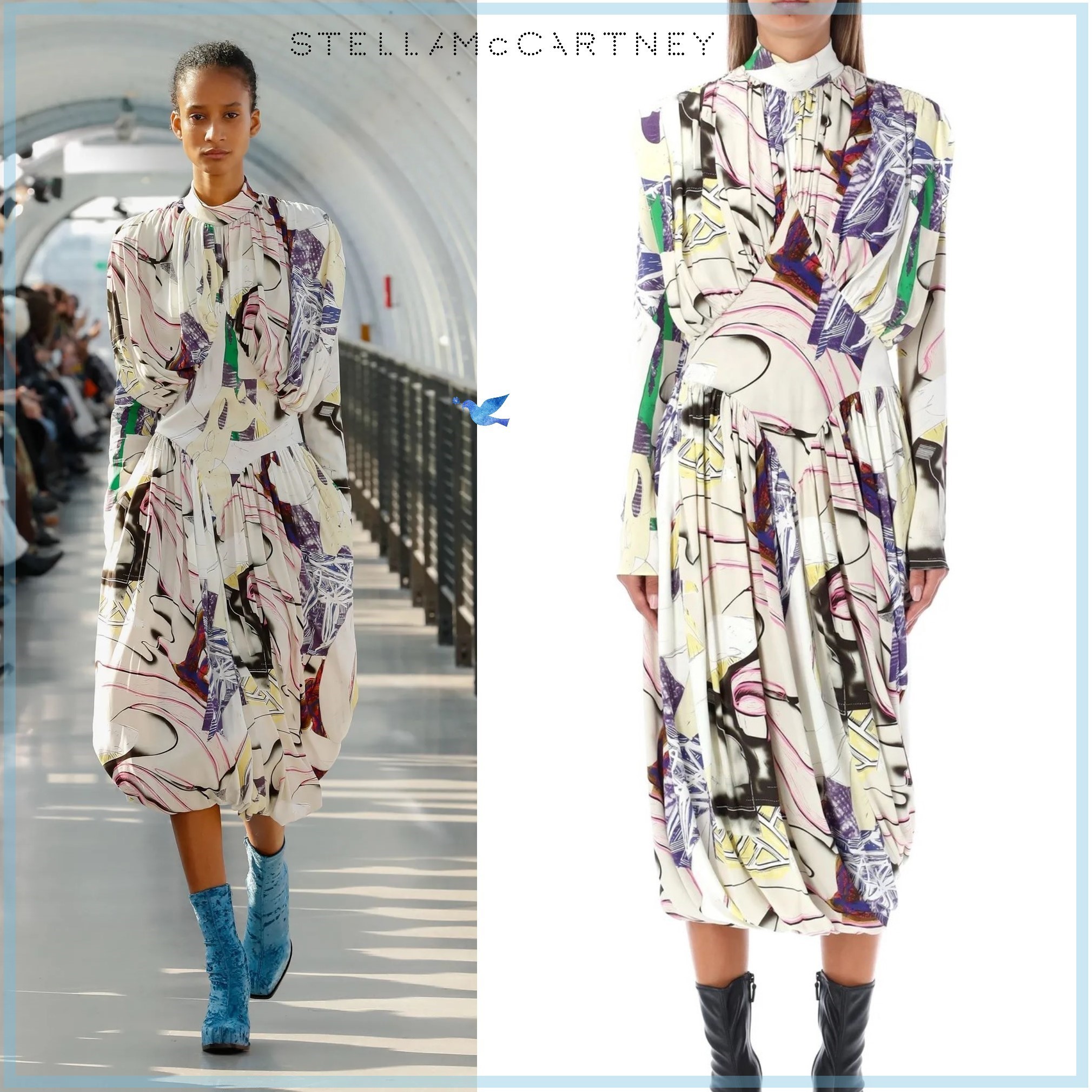 国内発| Stella McCartney Graphic ドレープ ミディドレス