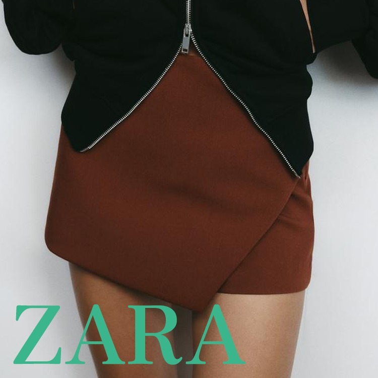 【ZARA】アシンメトリースコート ブラウンマール | 3152/532/724