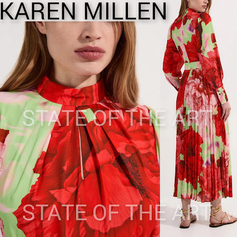 【Karen Millen】フローラル ウーブン プリーツドレス