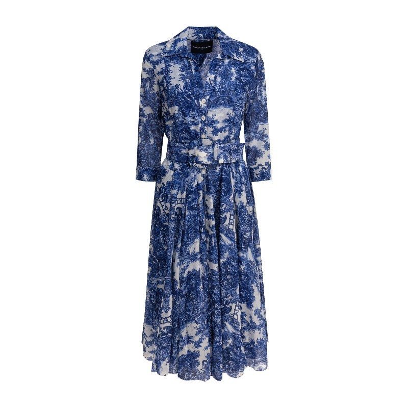 ワンピース SAMANTHA SUNG Dresses (ASTER ANTILLES WHITE COBALT BLUE)