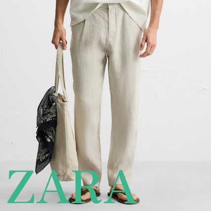 【ZARA】プリーツ パンツ ベージュ/グリーン | 1255/440/714 ZARA】プリーツ パンツ ベージュ/グリーン | 1255/440/714 (ZARA
