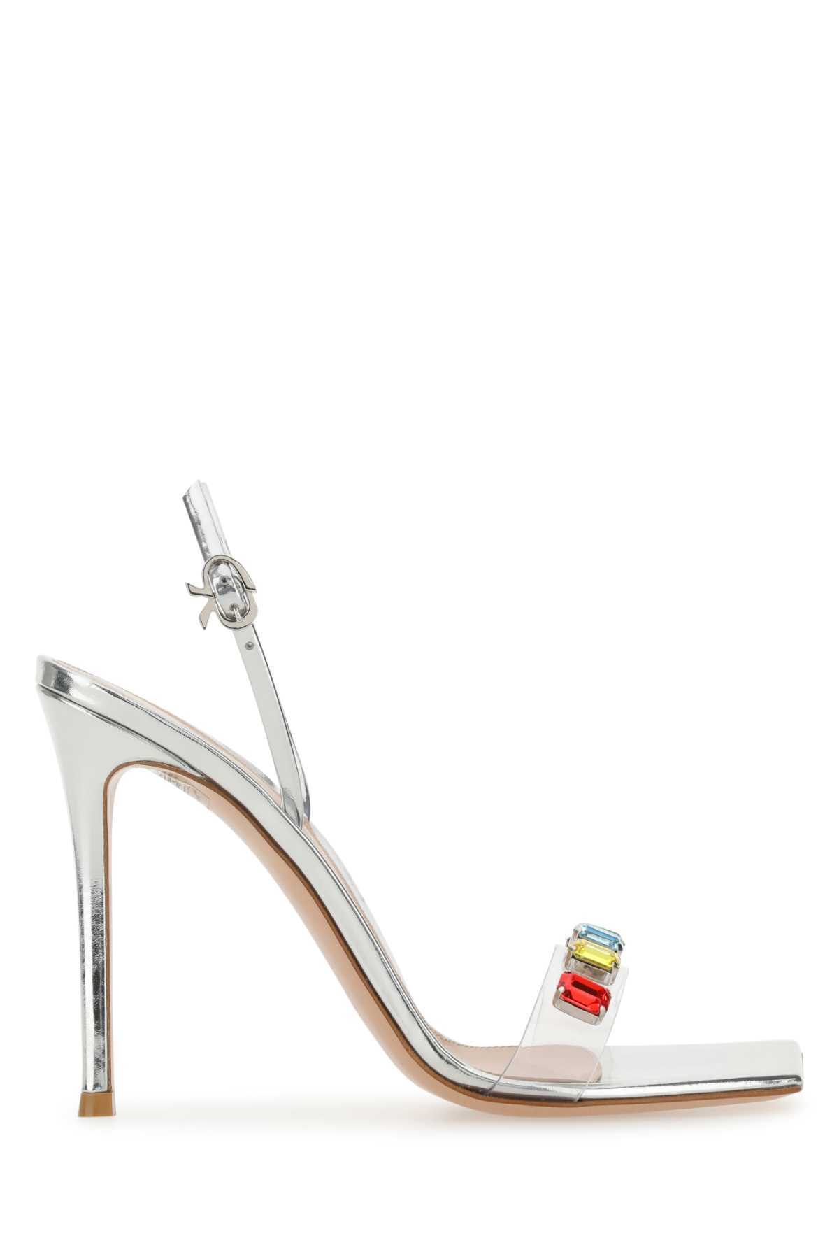 【送料&関税込】Gianvito Rossi Silver Leather A¢A and Pvc Ri