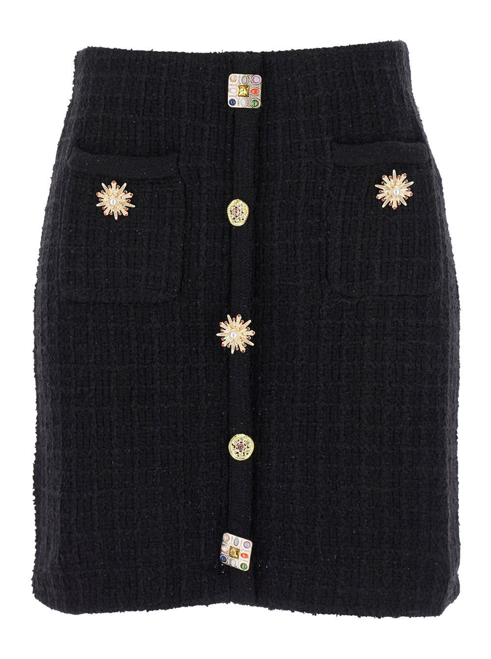 【送料&関税込】self-portrait Black Jewel Button Knit Mini S