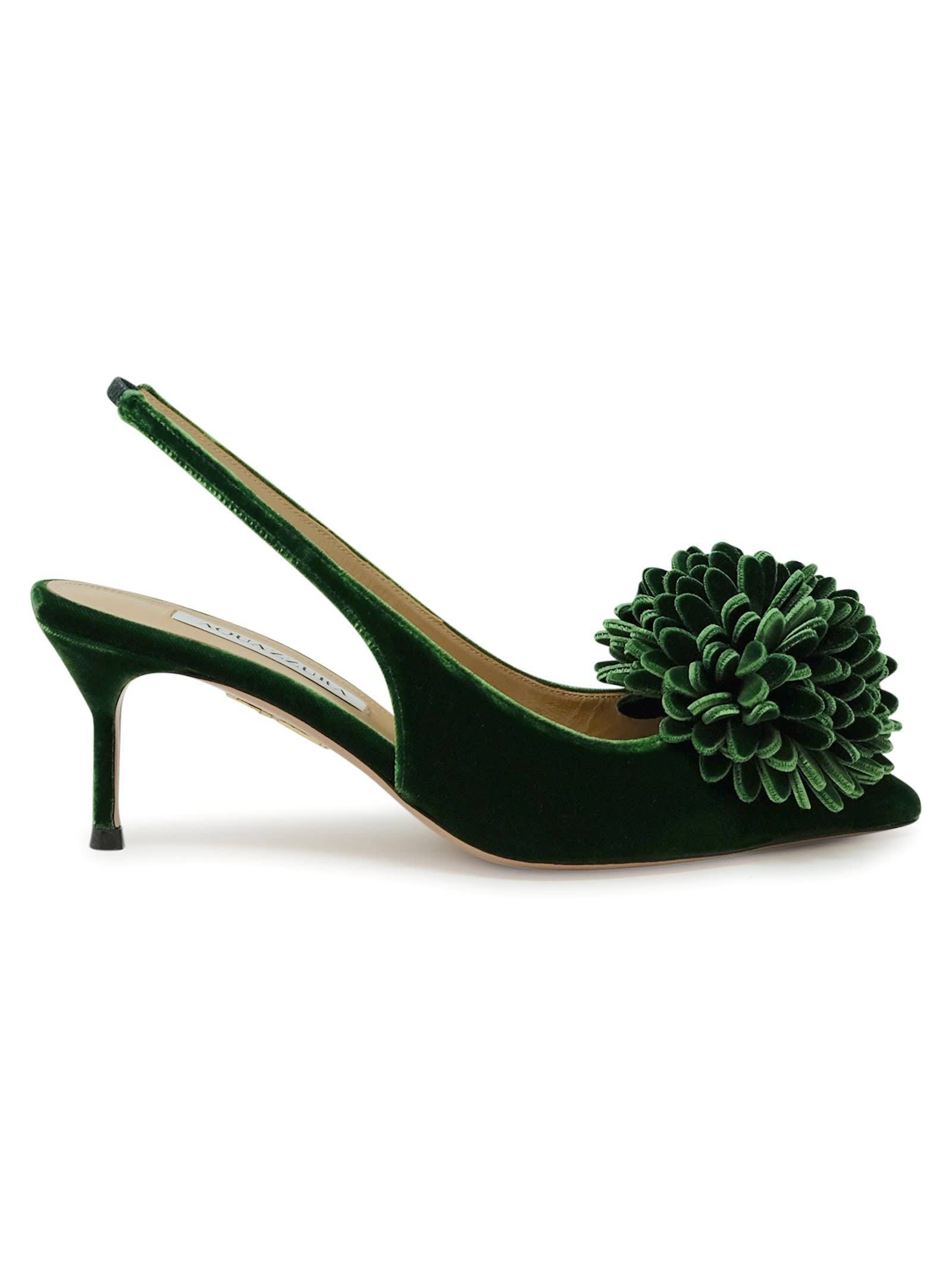 【送料&関税込】Aquazzura Green Velvet Couturier Sling 65