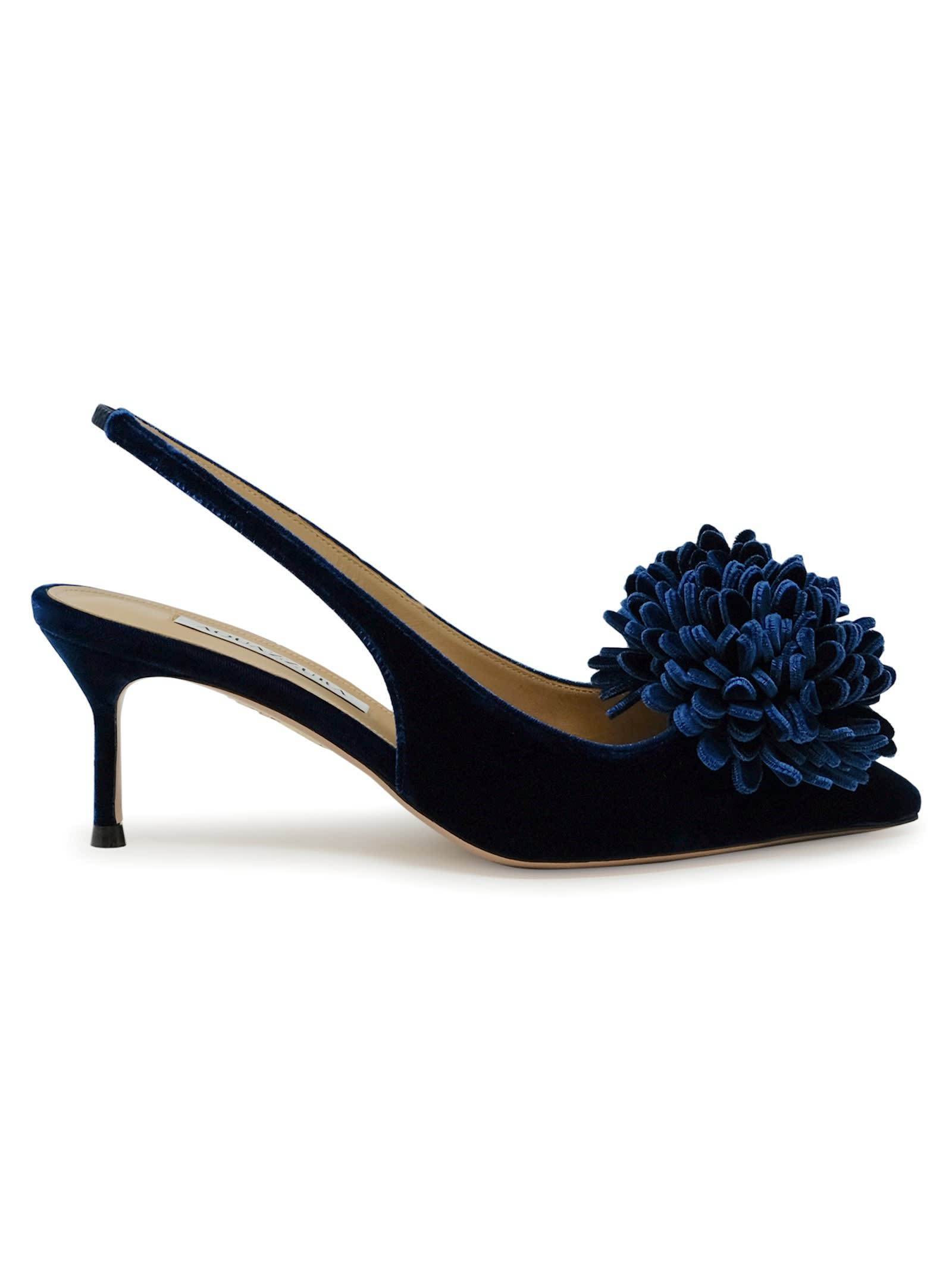 【送料&関税込】Aquazzura Paris Blue Velvet Couturier Sling