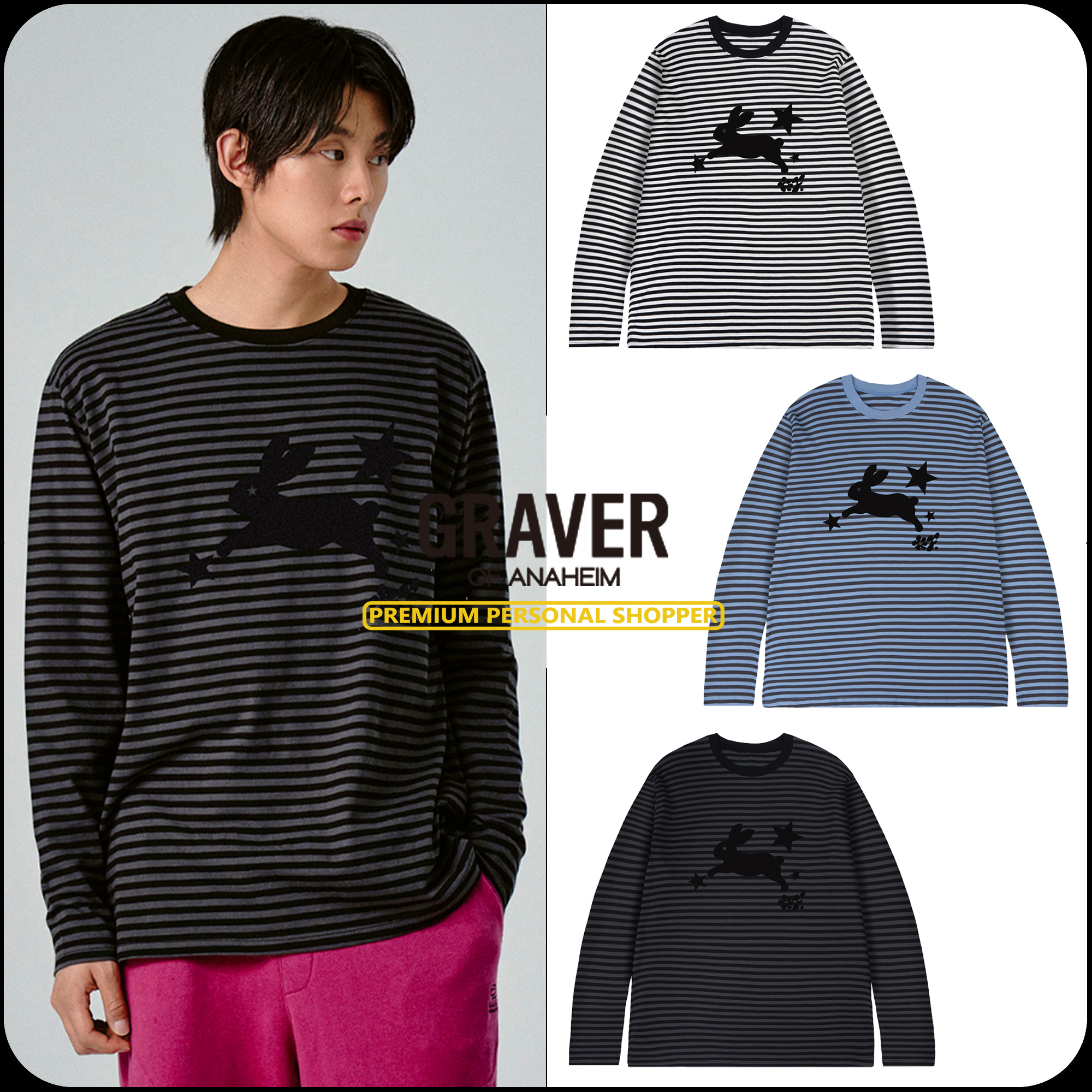[GRAVER]★25SS★韓国人気★JUMP RABBIT STRIPED LONG SLEEVE