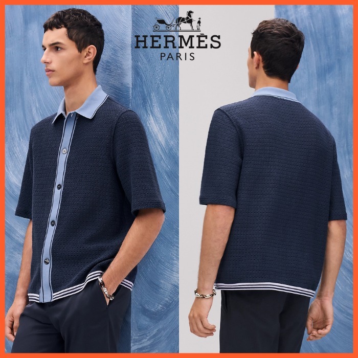 【洗練されたデザイン】HERMES 上品 シャツ ≪ajoures colores≫