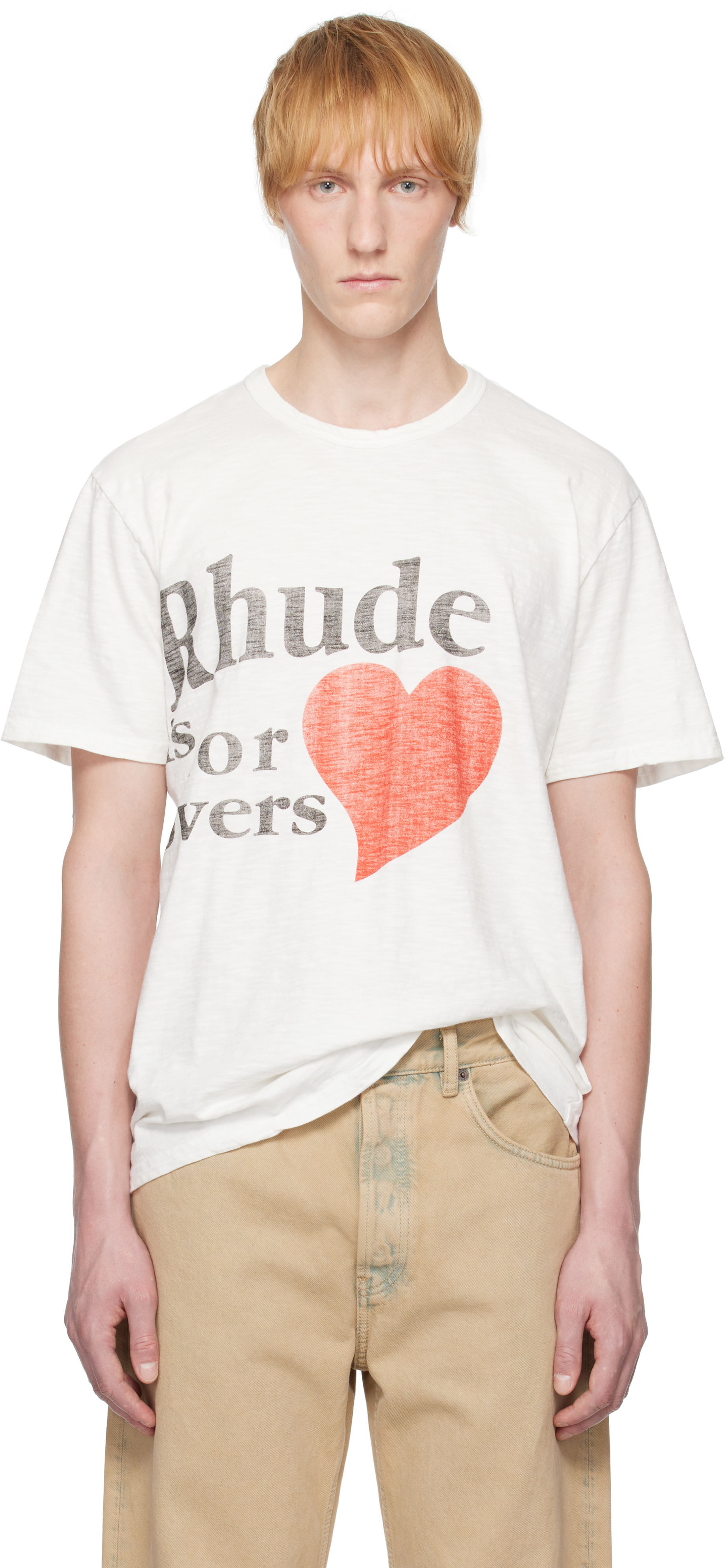 【関税込み】Rhude ホワイト 'Lovers' スラブ Tシャツ