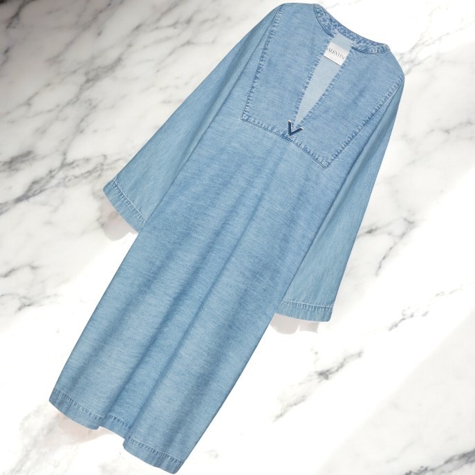 海外希少【VALENTINO】デニムシャンブレー ロングカフタン