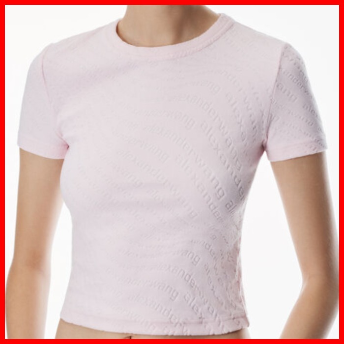 Alexander Wang ロゴ ジャカード クルーネック Tシャツ ピンク