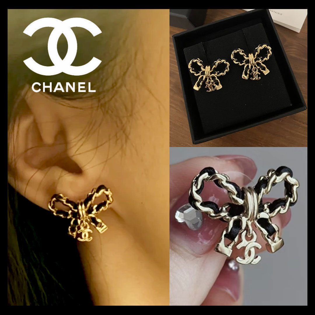 【カッコ可愛い＊エレガント】CHANEL ピアス チェーンリボン