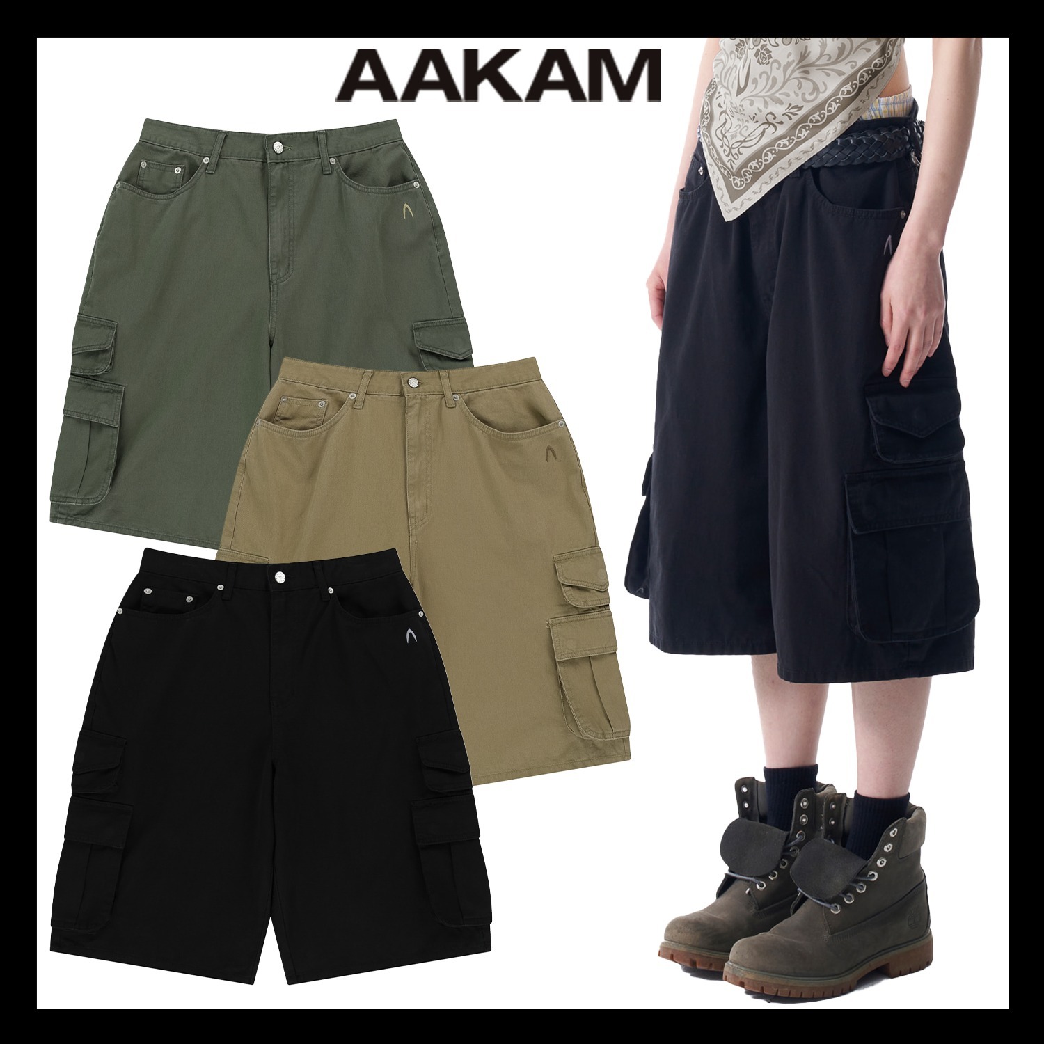 【AAKAM】Cotton Bermuda Cargo Pants バミューダ カーゴパンツ