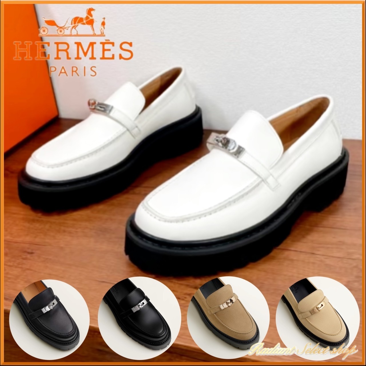 【大人気★厚底が可愛い】HERMES アイコンモカシン ローファー