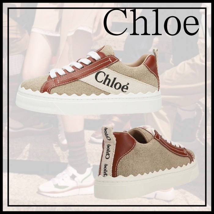 セール【Chloe】カーフスキン×リネン☆Lauren スニーカー