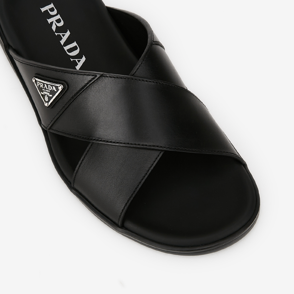 ♦PRADA♦レザー クロス オーバー スライド サンダル プラダ PRADA PRADA サンダル モノリス 2X3089 2DL8 パテッド
