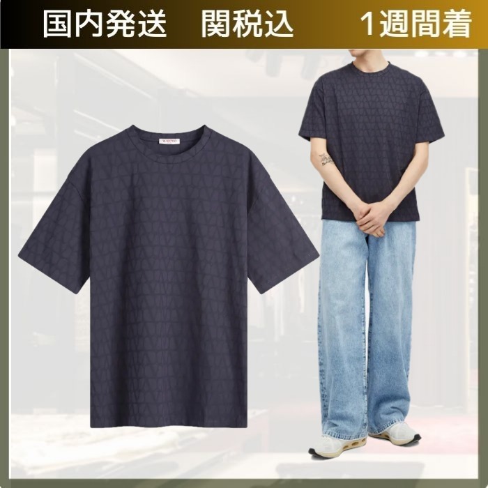 Valentino/ヴァレンティノ Vロゴ トーナルTシャツ ネイビー