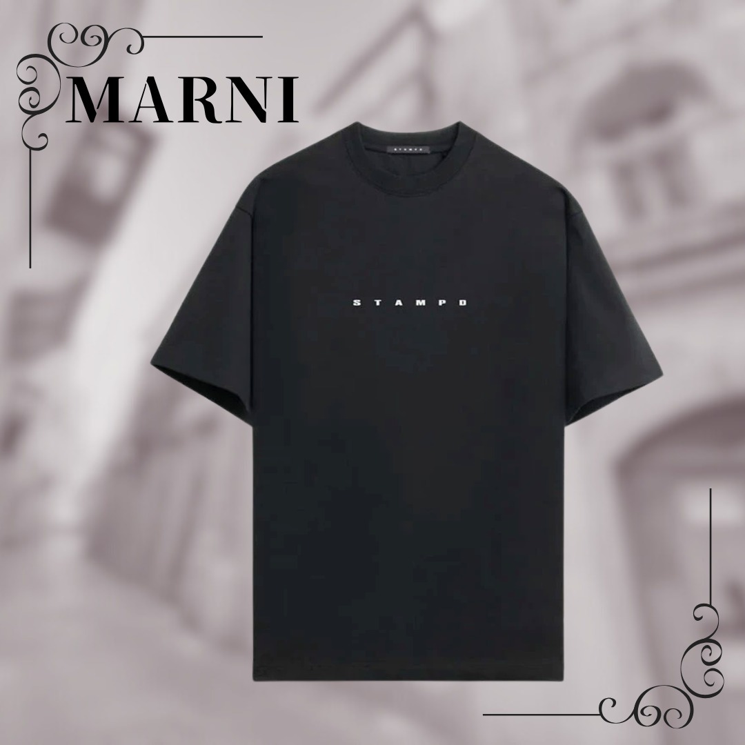【MARNI】関税込☆クルーネックTシャツ コットン ロゴ ブラック