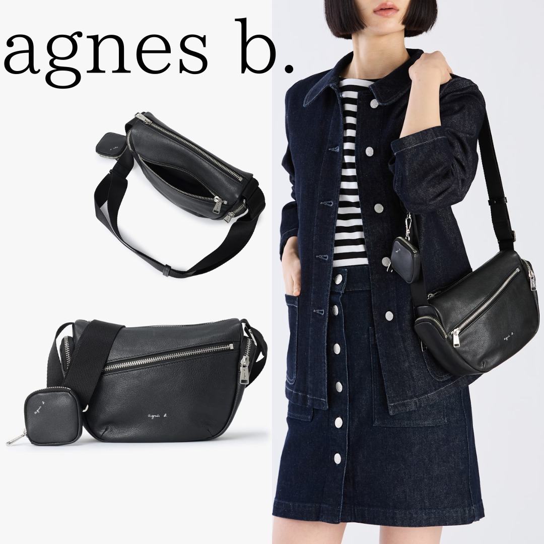 ■agnesb.■アニエスベー ポーチ付レザーショルダーバッグ