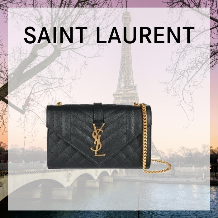 【SAINT LAURENT】ENVELOPPE レザー フラップバッグ スモール