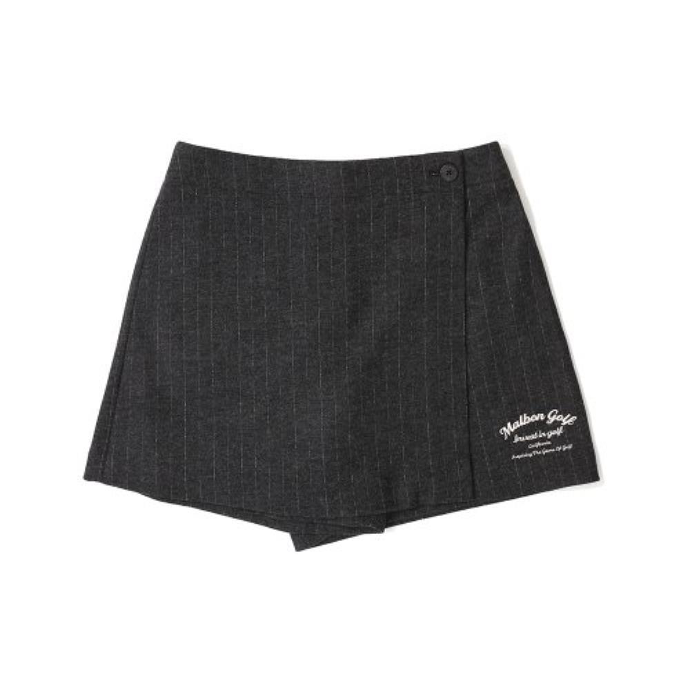 ◆Malbon Golf◆ PINSTRIPED WRAP SKIRT SHORTS GREY WOMAN