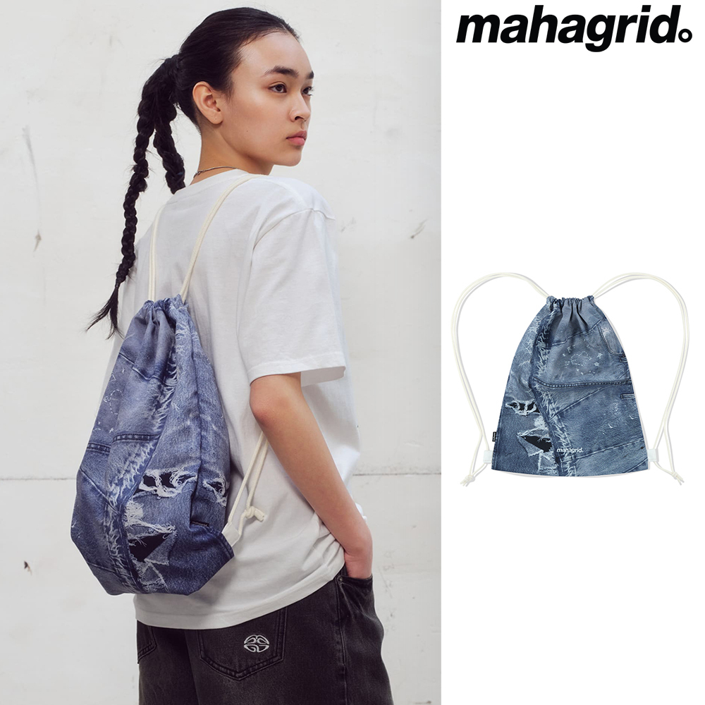 【mahagrid】25SS★ DENIM PRINTED GYM SACK