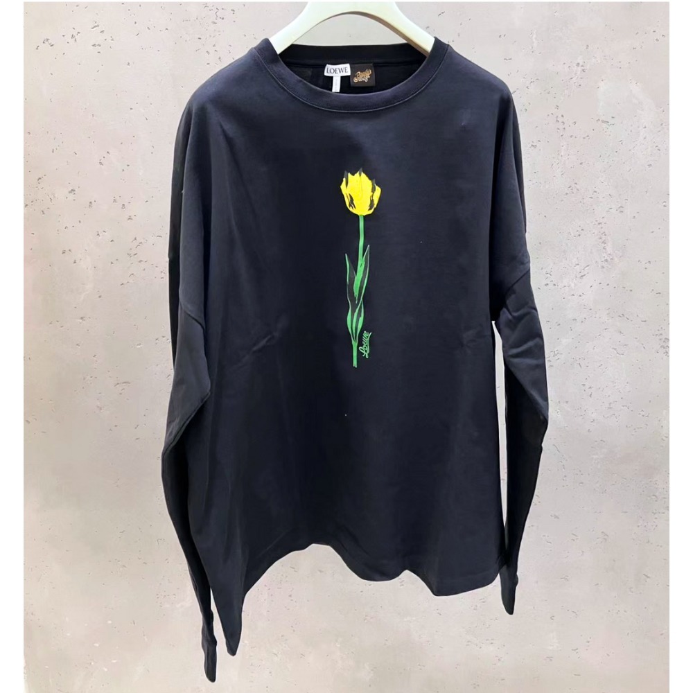 《力の抜けたお洒落》【LOEWE】コットン長袖Tシャツ ロンT 花