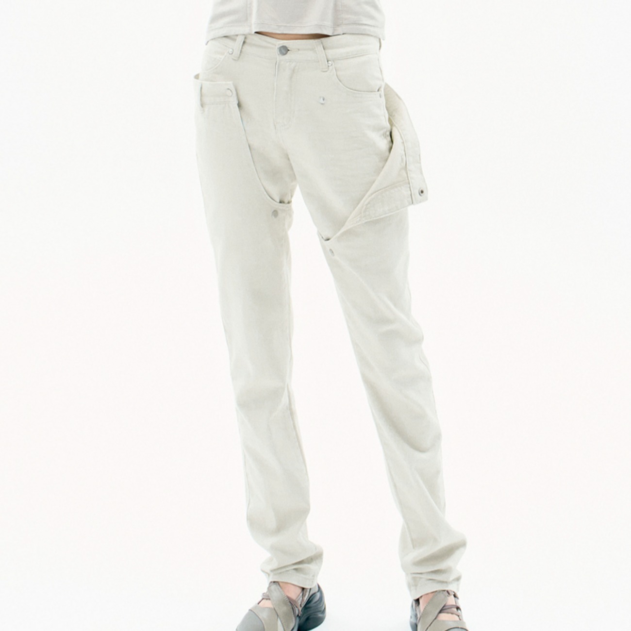 ★OJOS★ Detachable Button Denim Pants 【送料0/関税0】 OJOS】Detachable Button Denim Pants