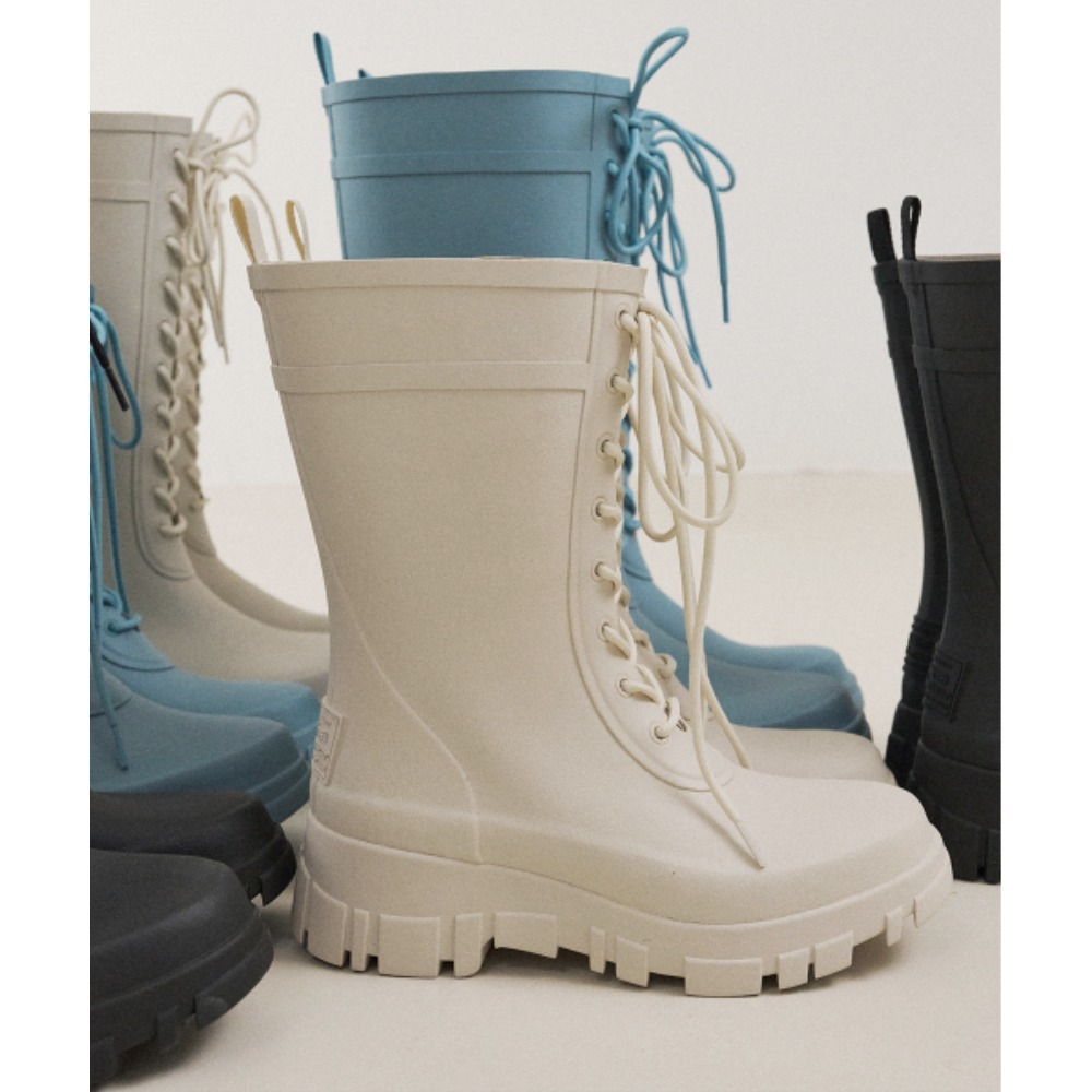 ★ROCK FISH★ FLATFORM LACEUP RAIN BOOTS MIDDLE 3 colors RF