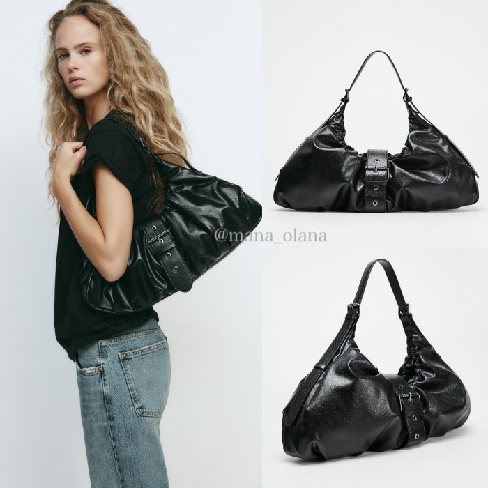 国内発送★ZARA★ギャザー＆バックル*マキシバケットバッグ