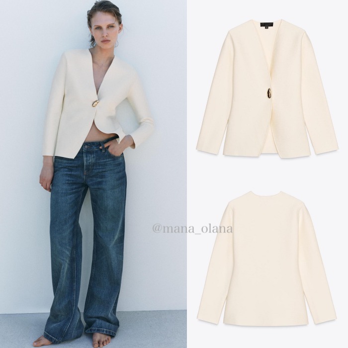 ★ZARA★プレーンニット*カーディガン エクリュ