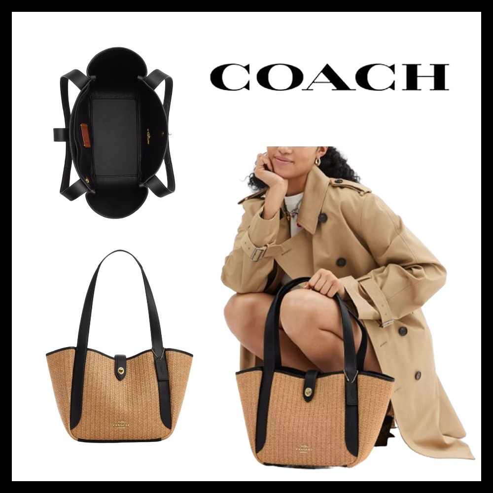 【Coach】Hadley Turnlock Tote Bag ストロー素材 ◆国内発送◆