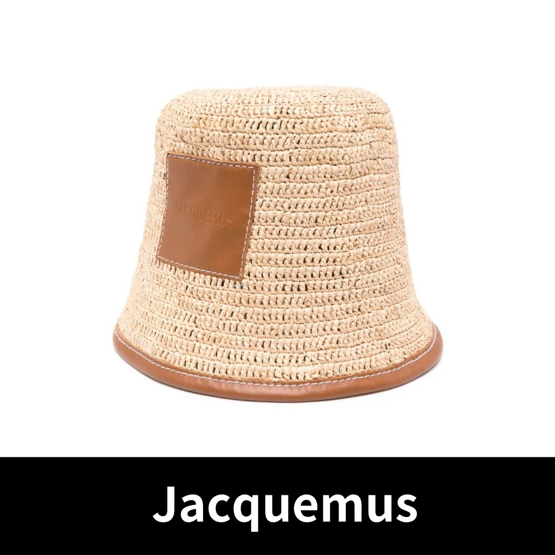 JACQUEMUS★レザーロゴパッチ付ラフィアハット★送関込